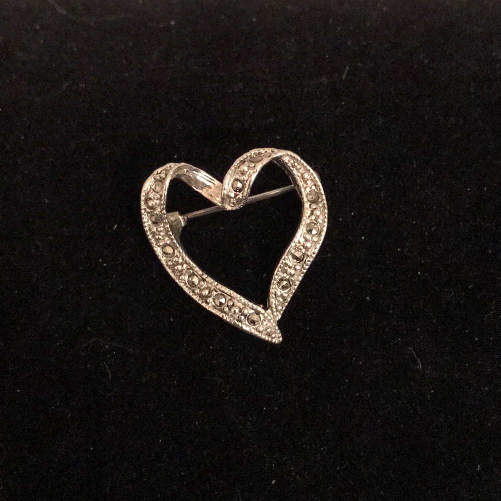 Marcasite Heart Pin